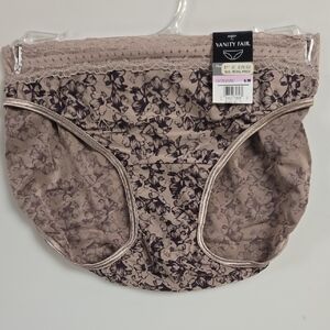 Vanity Fair Taupe and Dark Floral Lace Waist Bikini